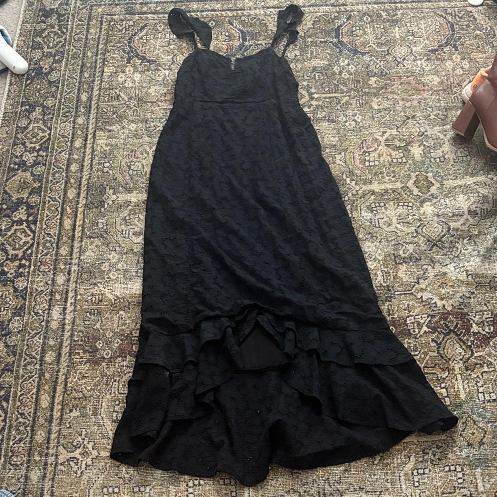 Lulu's Black Eyelet High Low Dress